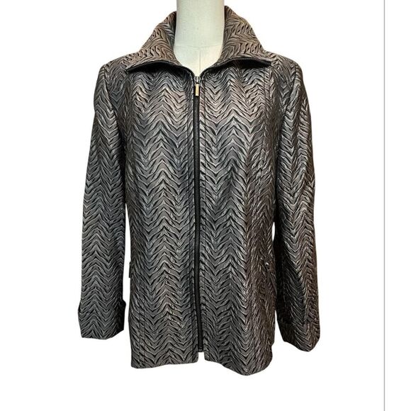 VINTAGE Metallic Zebra Animal Print Full Zip Mob Wife Blazer Jacket Size 10 - Picture 3 of 16